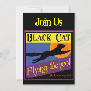 Flugschule Schwarze Katze Halloween-Einladungen Einladung
