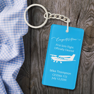 Flugschüler erster Soloflug Foto Personalisiert bl Schlüsselanhänger