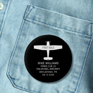 Flugschüler Erstes Alleinflug Flugzeug Aviation Ma Button