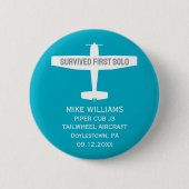 Flugschüler Erstes Alleinflug Flugzeug Lustiges Ma Button (Vorderseite)