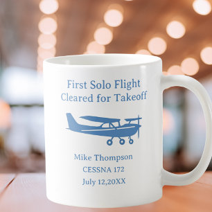 Flugschüler Erstes Alleinflug Luftfahrt Blau Perso Kaffeetasse