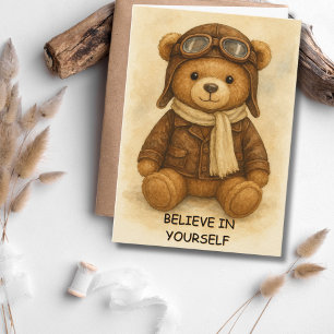 Flugschüler Erstes Solo-Flugzeug & Teddybär Karte