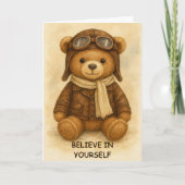 Flugschüler Erstes Solo-Flugzeug & Teddybär Karte (Vorderseite)
