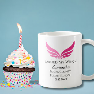Flugschüler Pilot Rosa Flügel Abschluss Luftfahrt Kaffeetasse