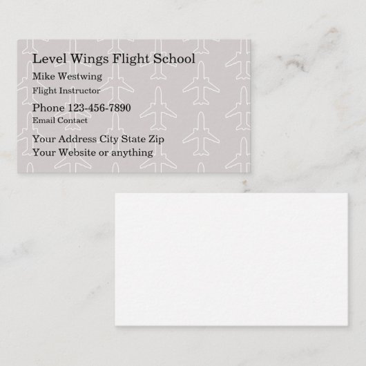 Flugschullehrer Moderne Visitenkarte (Vorne/Hinten)