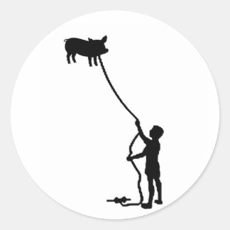 Flugschwein Runder Aufkleber