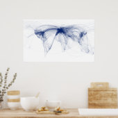 Flugstrecken der Welt (blau) - August 2010 Poster (Küche)