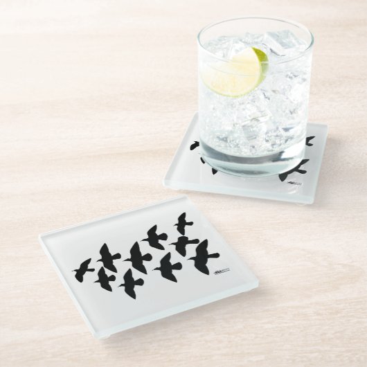 Flugtauben Glasuntersetzer (Schrägansicht)