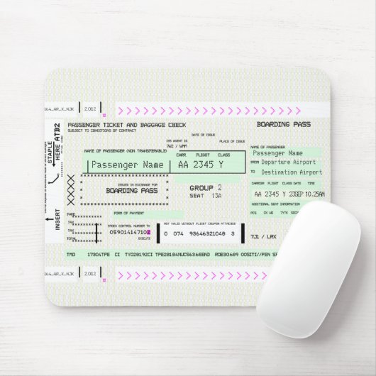 Flugticket für den Boarding-Pass Mousepad (Mit Mouse)