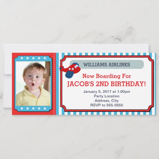 Flugticket Geburtstagskarte Einladungskarte Einladung (Vorderseite)