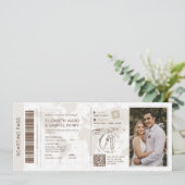 Flugticket-Hochzeit Save The Date-Einladung (Stehend Vorderseite)