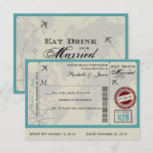 Flugticket Hochzeitsszenario RSVP Karte (Vorne/Hinten)