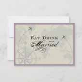 Flugticket Hochzeitsszenario RSVP Karte (Rückseite)