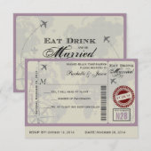 Flugticket Hochzeitsszenario RSVP Karte (Vorne/Hinten)