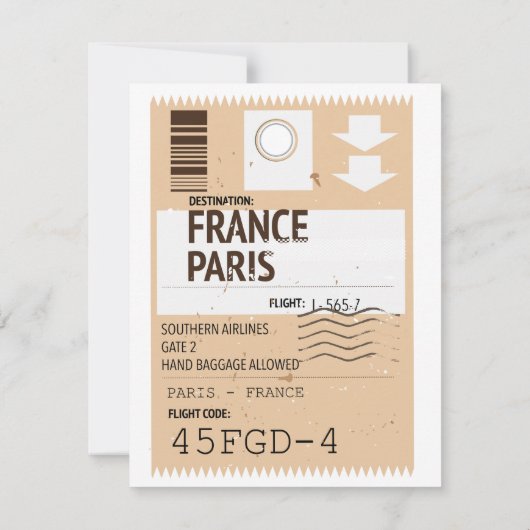 Flugticket Paris france (Rückseite)