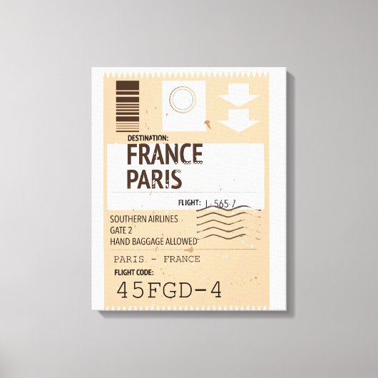Flugticket Paris france Leinwanddruck (Vorderseite)