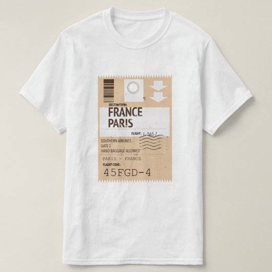 Flugticket Paris france T-Shirt (Design vorne)