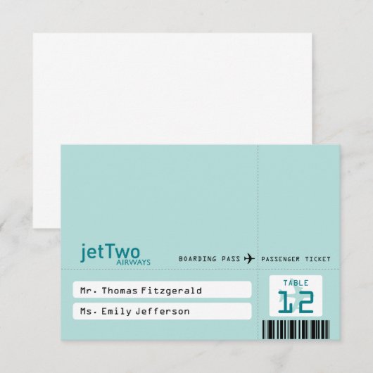 Flugticket Sitzkarte Einladung (Vorne/Hinten)