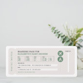 Flugticket Thema neutrale Babydusche Einladung (Stehend Vorderseite)