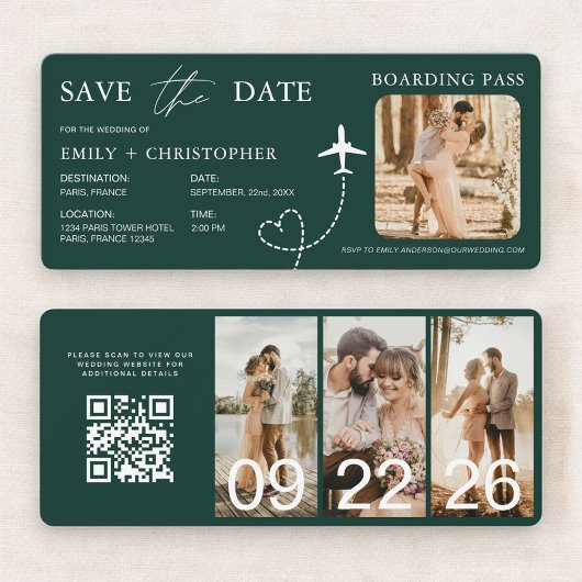 Flugticket Ziel Save the Date QR Code