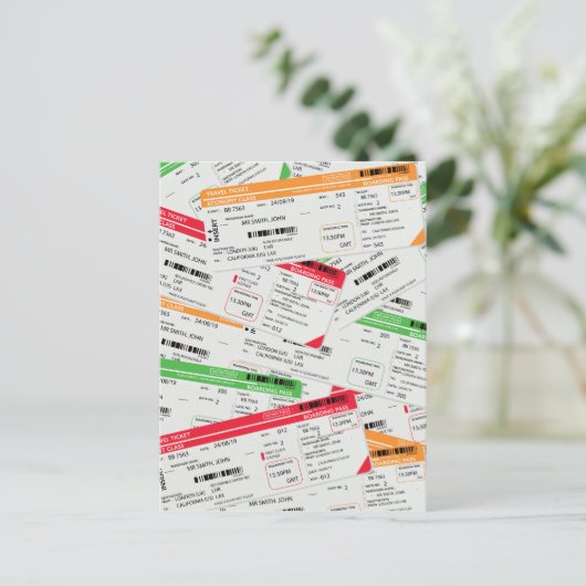 Flugtickets Postkarte (Stehend Vorderseite)