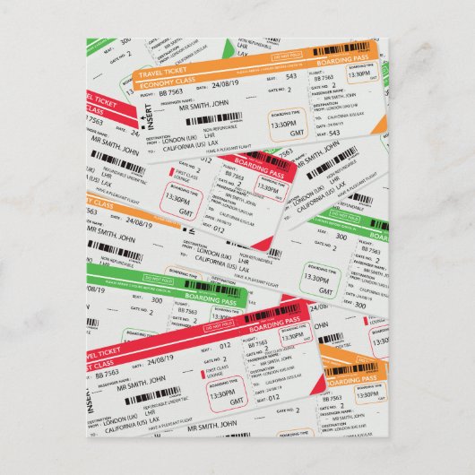 Flugtickets Postkarte (Vorderseite)
