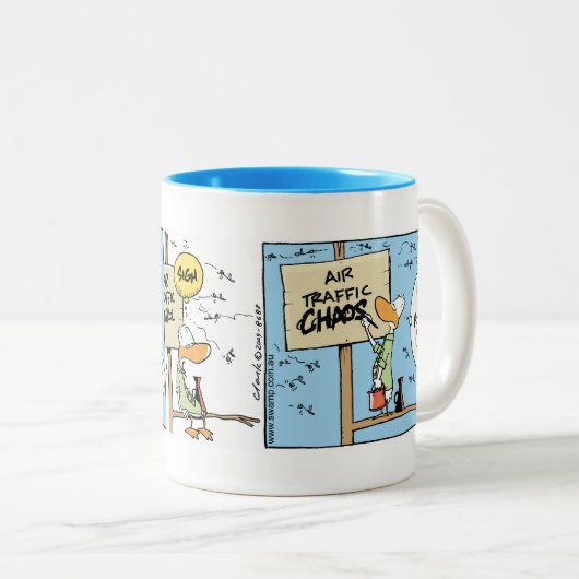 Flugverkehr-Chaos-Luftfahrt-Spaß-Tasse Zweifarbige Tasse (VorderseiteRechts)