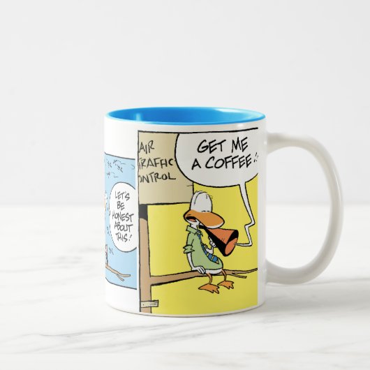 Flugverkehr-Kontrollen-Cartoon-Kaffee-Tasse Zweifarbige Tasse (Rechts)