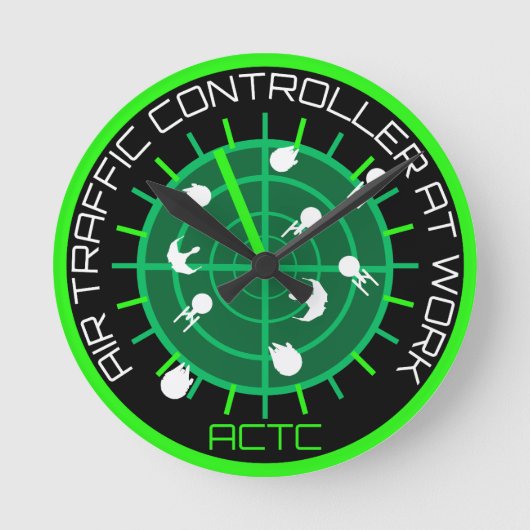 Flugverkehrsleiter Runde Wanduhr (Vorderseite)