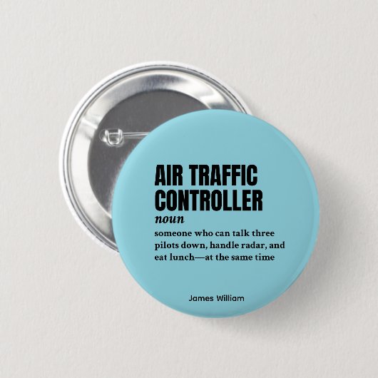 Flugverkehrsleiter - Tower Spaß Definition Button (Vorne & Hinten)