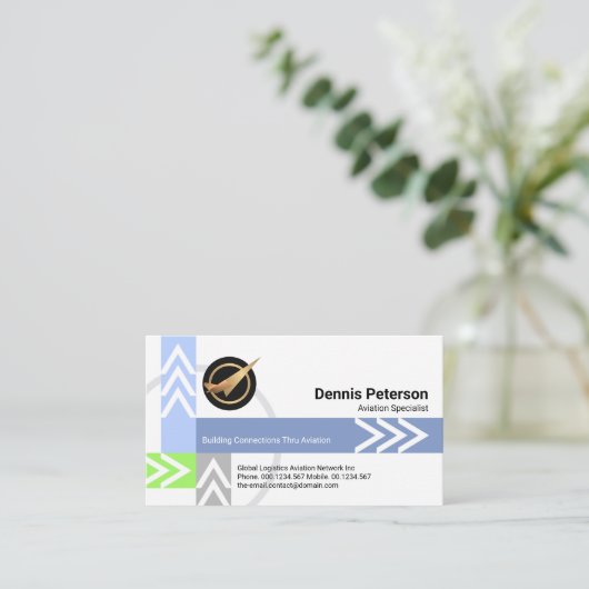 Flugwegmuster Logistik Piloten Service Visitenkarte (Stehend Vorderseite)