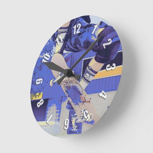 Flugzeit - Skateboarder Runde Wanduhr (Winkel)