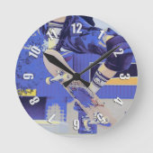 Flugzeit - Skateboarder Runde Wanduhr (Vorderseite)