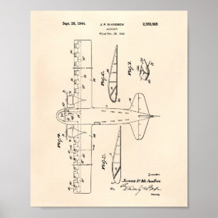 Flugzeug 1944 Patentliteratur Altpapier Poster