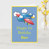 Flugzeug 1. Geburtstag Karte (Gelbe Blume)