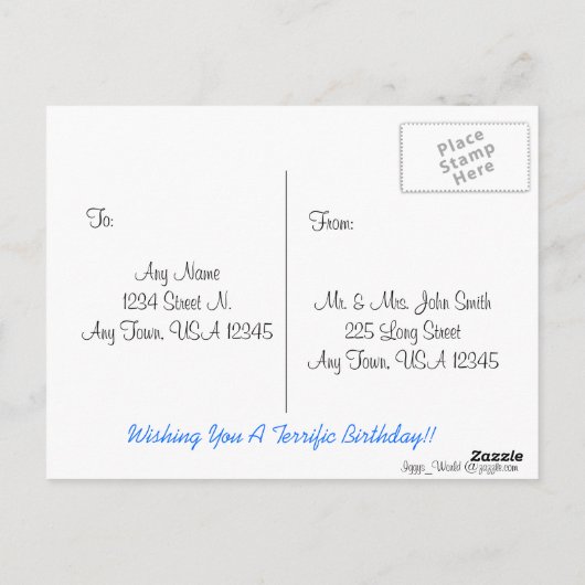 Flugzeug 1. Geburtstag Postkarte (Rückseite)