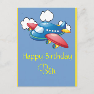 Flugzeug 1. Geburtstag Postkarte