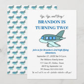 Flugzeug 2. Geburtstag Junge Blue Kinder Flugzeug Einladung (Vorne/Hinten)