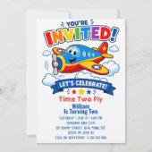 Flugzeug 2. Geburtstag Junge | Flugzeug Party Einladung (Vorderseite)