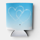 Flugzeug 2 Herz in blauem Himmel Dosenkühler (Vorderseite)