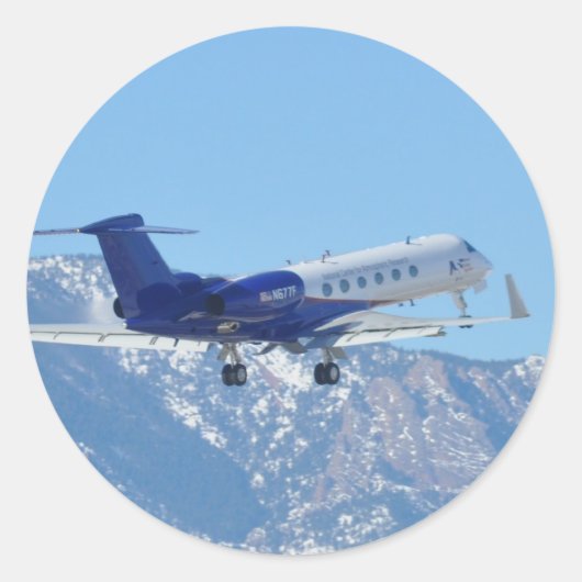 Flugzeug ab Flughafen Runder Aufkleber (Vorderseite)