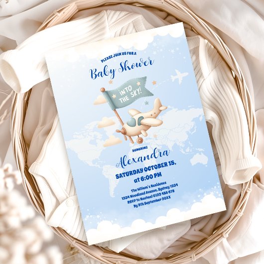 Flugzeug Adventure erwartet Baby Shower Einladung