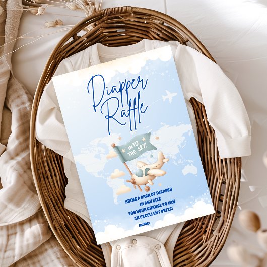Flugzeug Adventure erwartet Diapper Raffle Begleitkarte