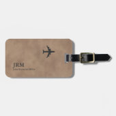 Flugzeug Airline Aviation Monogramm Altbraun Gepäckanhänger (Vorderseite horizontal)