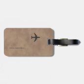 Flugzeug Airline Aviation Monogramm Altbraun Gepäckanhänger (Rückseite horizontal)
