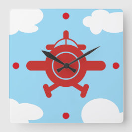Flugzeug am Himmel Quadratische Wanduhr