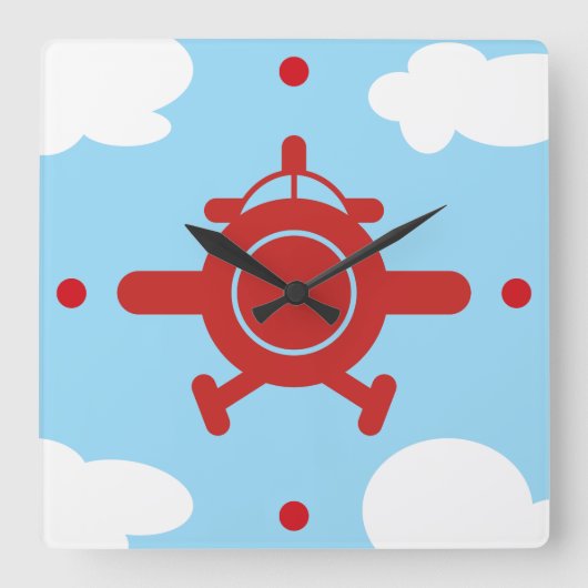 Flugzeug am Himmel Quadratische Wanduhr (Vorderseite)