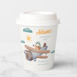 Flugzeug Aquarell 6. Geburtstagsparty Papier Beche Pappbecher