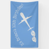 Flugzeug auf blauem Personalisiert Banner (Vertikal)