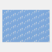 Flugzeug auf blauem Personalisiert Geschenkpapier Set (Vorderseite)